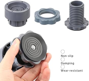 Pack of 4 Anti Vibration Washing Machine Rubber Shock Absorber Pads | Noise & Vibration Reduction Feet Stand | Non-Slip Washer & Dryer Base Pads (Grey)