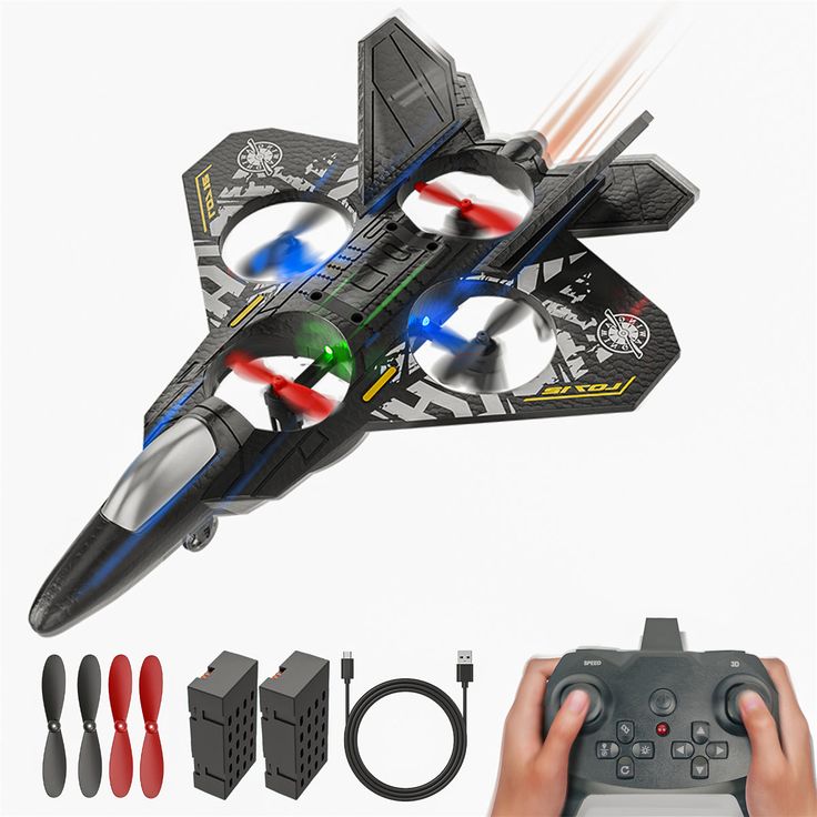 Remote Control Fighter Jet Drone Toy with LED Lights