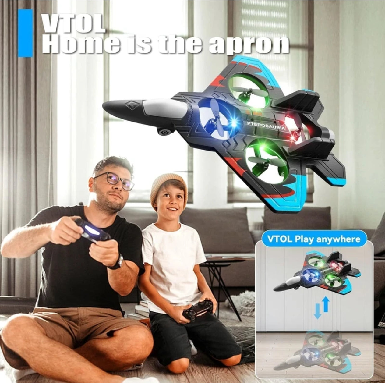 Remote Control Fighter Jet Drone Toy with LED Lights