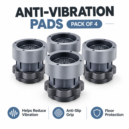 Pack of 4 Anti Vibration Washing Machine Rubber Shock Absorber Pads | Noise & Vibration Reduction Feet Stand | Non-Slip Washer & Dryer Base Pads (Grey)